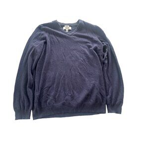 Joseph Abound Men's Medium Navy Cashmere V-neck Sweater Office Casual